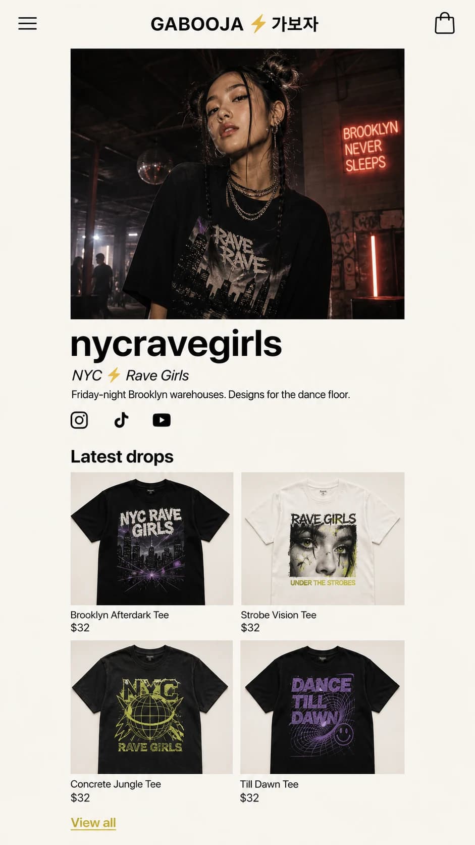 Mobile creator storefront direction