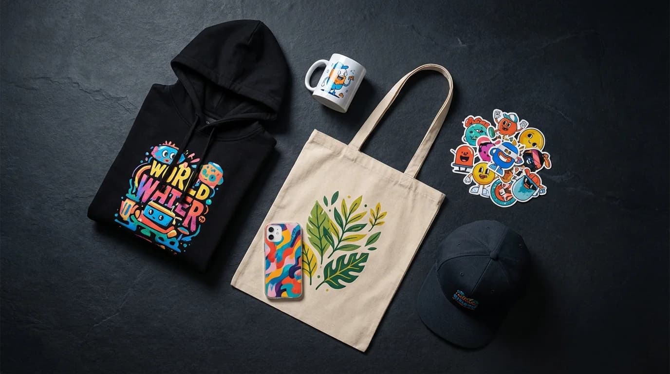 A selection of physical products created through Gabooja